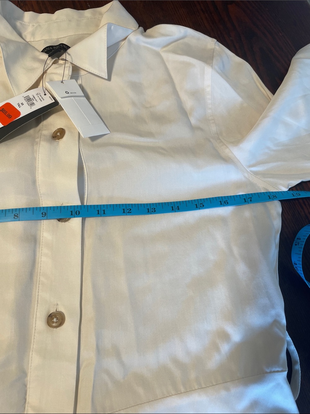 XS Tall - Banana Republic Cream Button-Front Shirt Dress - Picture 8 of 11
